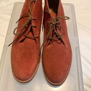 Anthropologie Huma Blanco Manuela Orange Suede Lace-Up Booties Size 37